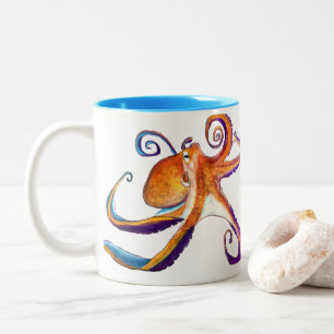 Caneca De Café Em Dois Tons Arte octopus sealife