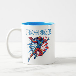 Caneca De Café Em Dois Tons Arte Patriótica Dinâmica do Quaterback do Futebol