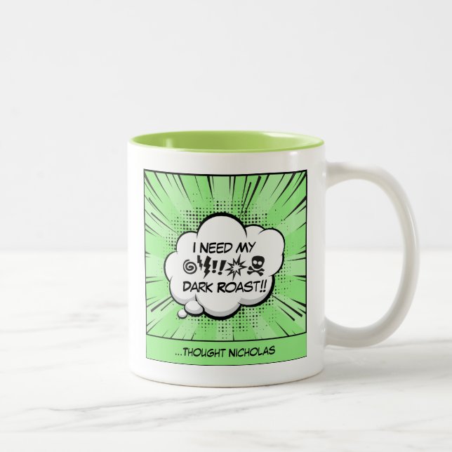Caneca De Café Em Dois Tons Arte personalizada de quadrinhos (Direita)