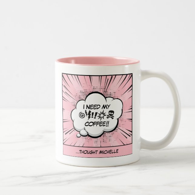 Caneca De Café Em Dois Tons Arte personalizada de quadrinhos (Direita)