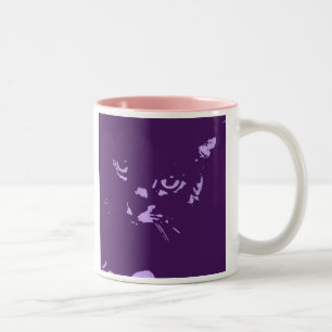 Caneca De Café Em Dois Tons Arte Pop de Gato Azul Russo