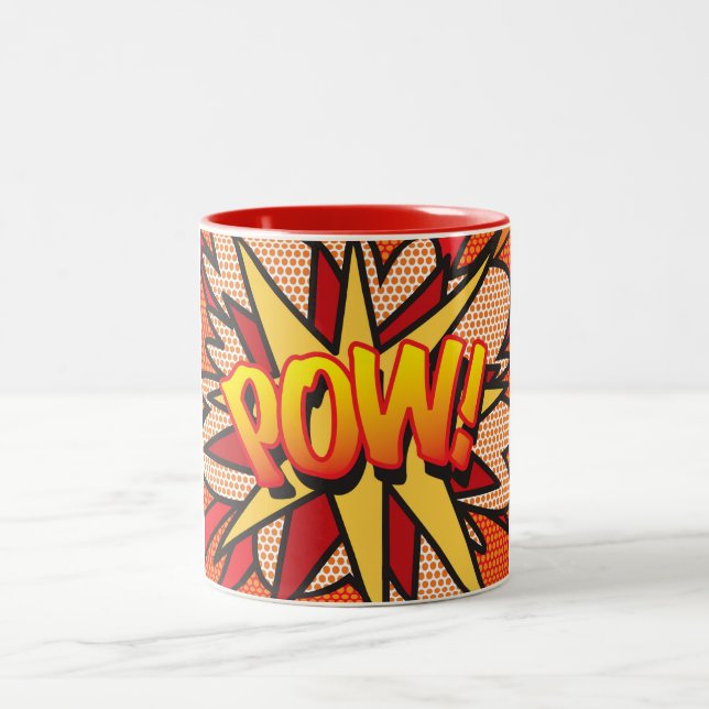 Caneca De Café Em Dois Tons Arte Pop de Quadrinhos POW! (Centro)