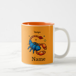Caneca De Café Em Dois Tons Arte pop fofo signo de Escorpião horóscopo