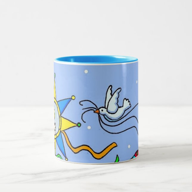 Caneca De Café Em Dois Tons Arte popular do ucraniano da estrela do Natal (Centro)