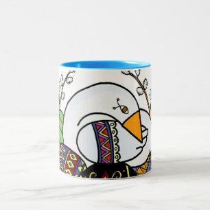 Caneca De Café Em Dois Tons Arte popular ucraniana do ganso e do ovo da páscoa