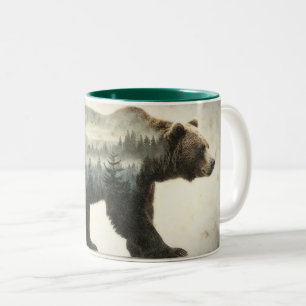 Caneca De Café Em Dois Tons Arte Selvagem de Ursos Grizzly