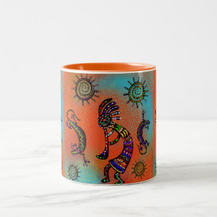 CANECA DE CAFÉ EM DOIS TONS ARTE SUDOESTE KOKOPELLI     