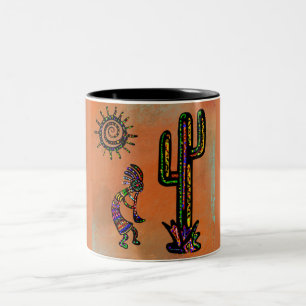 CANECA DE CAFÉ EM DOIS TONS ARTE SUDOESTE KOKOPELLI      