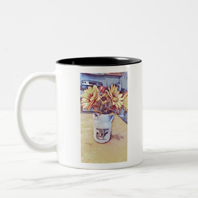 Caneca De Café Em Dois Tons Arte Sunflower (Esquerda)