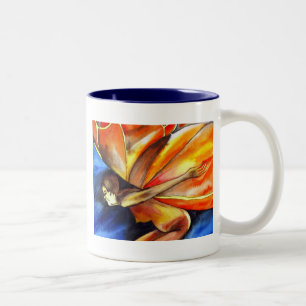 Caneca De Café Em Dois Tons Arte surreal original de fantasia de menina borbol