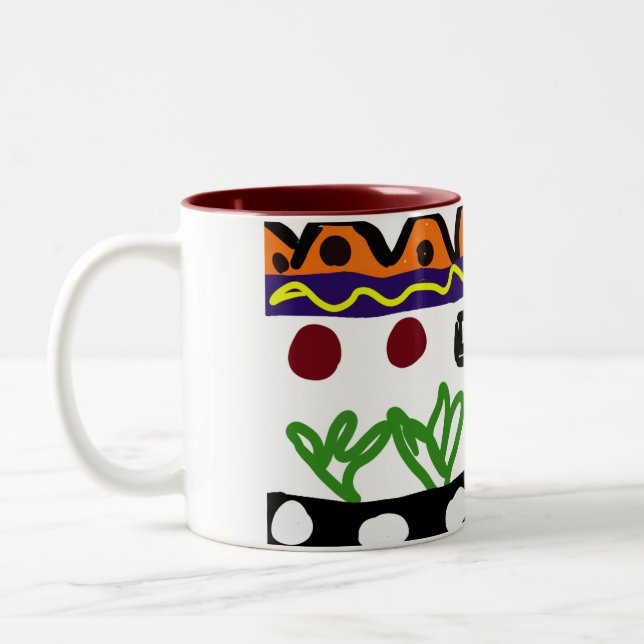 Caneca De Café Em Dois Tons Arte traseira de leão (Esquerda)