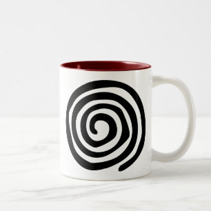 Caneca De Café Em Dois Tons Arte tribal espiral de petroglifo