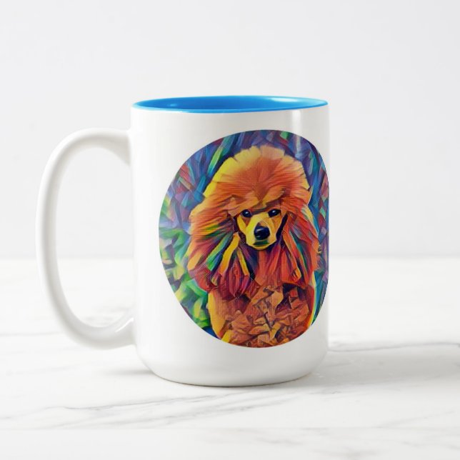 Caneca De Café Em Dois Tons Arte vermelha da caniche (Esquerda)