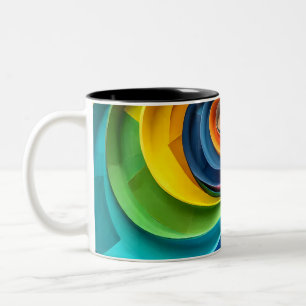Caneca De Café Em Dois Tons Artes Digitais Coloridas Geométricas