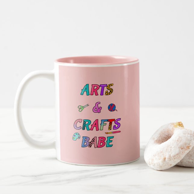 Caneca De Café Em Dois Tons Artes e Artesanatos Babe (Com Donut)