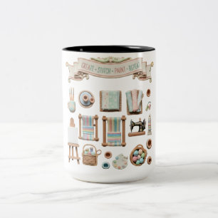 Caneca De Café Em Dois Tons Artes Lindas, Artesanato e Elementos de Costura Cl