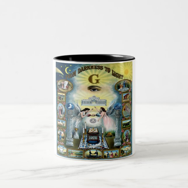 Caneca De Café Em Dois Tons Artesanato antigo Freemasonry Masonic Hazen (Centro)