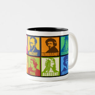 Caneca De Café Em Dois Tons Artistas Pop  Mod Colorido