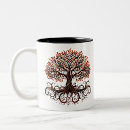 Caneca De Café Em Dois Tons Artistic Tree with Swirling Branches