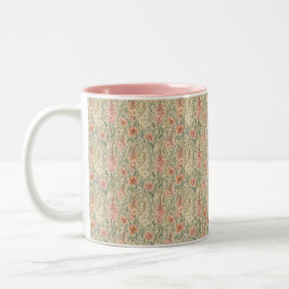 Caneca De Café Em Dois Tons Arts and Crafts Vintage Botanical Pastel Necktie