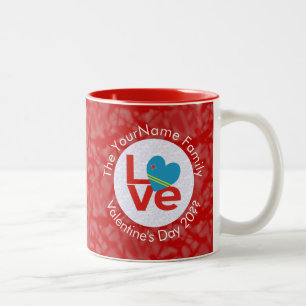 Caneca De Café Em Dois Tons Aruban Flag Red Letters LOVE White on Red
