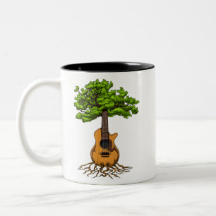 Caneca De Café Em Dois Tons Árvore Acústica De Guitarra Da Vida