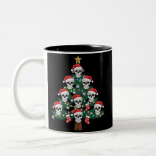 Caneca De Café Em Dois Tons Árvore de Natal Caveira Pijama Esqueleto Legal Pap