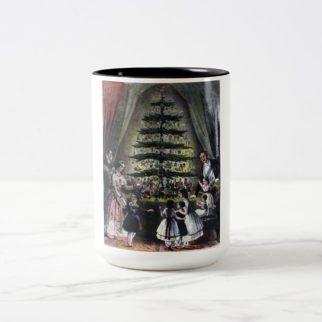 Caneca De Café Em Dois Tons Árvore de Natal da Rainha Victoria (Centro)