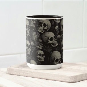 Caneca De Café Em Dois Tons Árvore de Natal de Caveira Pijama Esqueleto Chapéu