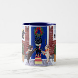 Caneca De Café Em Dois Tons Árvore de Natal de labrador retriever