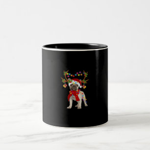 Caneca De Café Em Dois Tons Árvore de Natal do Bulldog Gorgeous Francês