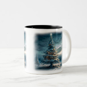 Caneca De Café Em Dois Tons Árvore de Natal do Exterior, Mug de Duas Toneladas