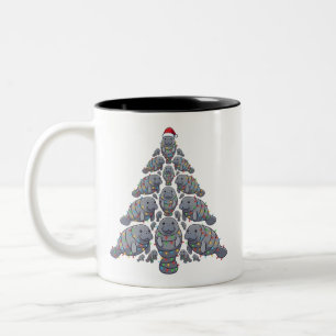 Caneca De Café Em Dois Tons Árvore de Natal do Peixe-boi Chapéu de Papai Noel
