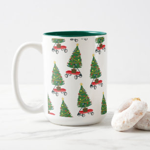 Caneca De Café Em Dois Tons Árvore de Natal do Vagão