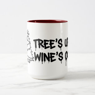Caneca De Café Em Dois Tons Árvore de Natal e Design de Vinho