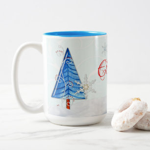 Caneca De Café Em Dois Tons Árvore de Natal e Floco de Neve