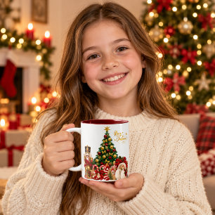 Caneca De Café Em Dois Tons Árvore de Natal e Presentes