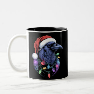 Caneca De Café Em Dois Tons Árvore de Natal Iluminação do Papai Noel Corvo Nat