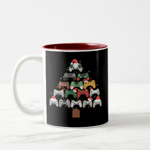Caneca De Café Em Dois Tons Árvore de Natal para Gamers Presentes de Natal