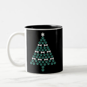 Caneca De Café Em Dois Tons Árvore de Natal Pata de Cachorro Presente de Natal