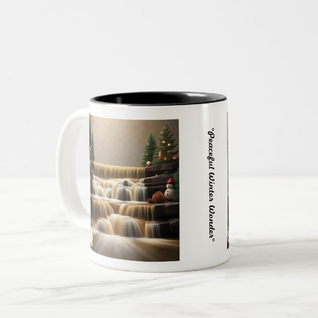 Caneca De Café Em Dois Tons "Árvore de Natal por quedas" (Frente Esquerda)