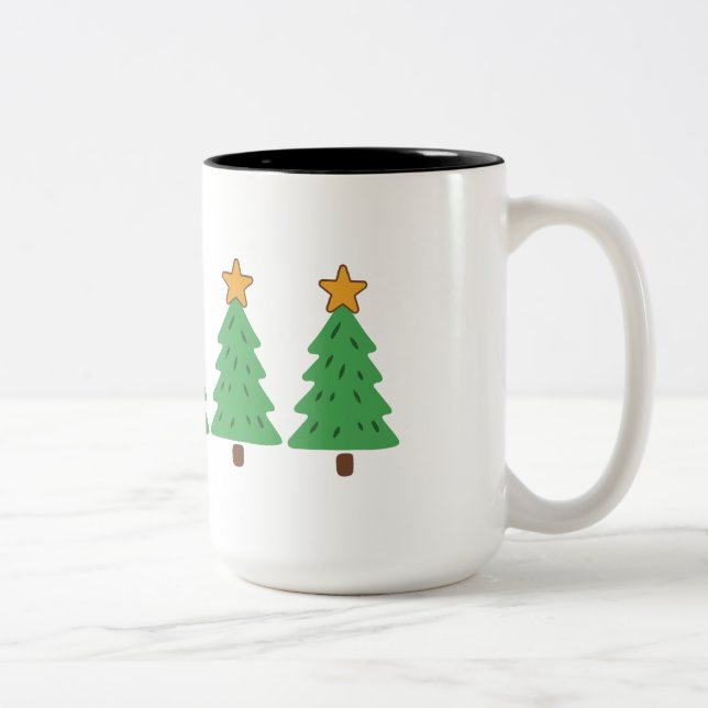 Caneca De Café Em Dois Tons Árvore de Natal Simples (Direita)
