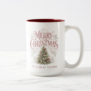 Caneca De Café Em Dois Tons Árvore de Natal Tradicional Rosa   Presente para P