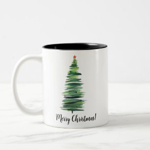 Caneca De Café Em Dois Tons Árvore de natal verde