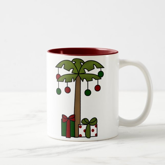 Caneca De Café Em Dois Tons Árvore de Palma de Natal (Direita)
