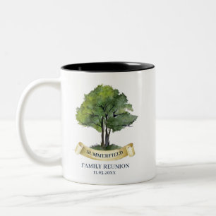 Caneca De Café Em Dois Tons Árvore de Reunião de Família Presente Aquarela Per