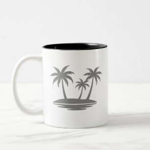 Caneca De Café Em Dois Tons Árvore de Verão Férias Minimalistas
