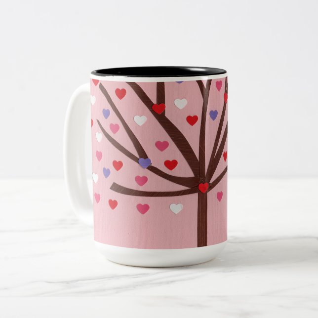 Caneca De Café Em Dois Tons Árvore do Coração (Frente Esquerda)