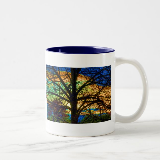 Caneca De Café Em Dois Tons Árvore do vitral (Direita)