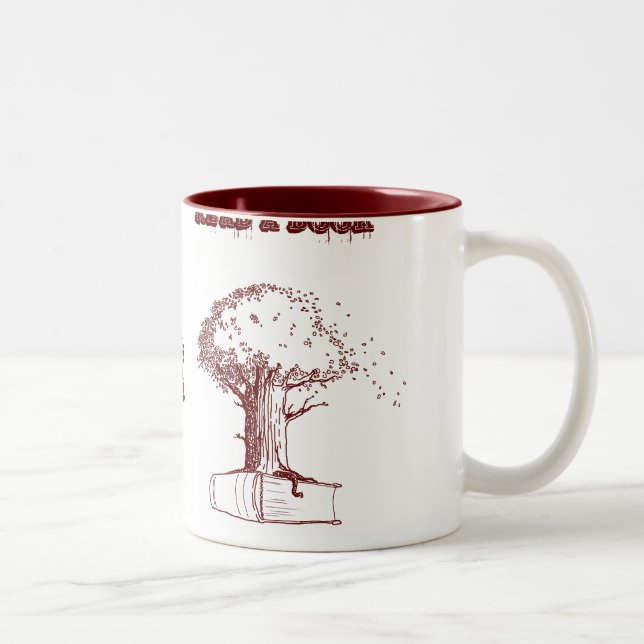 Caneca De Café Em Dois Tons Árvore e um livro (Direita)